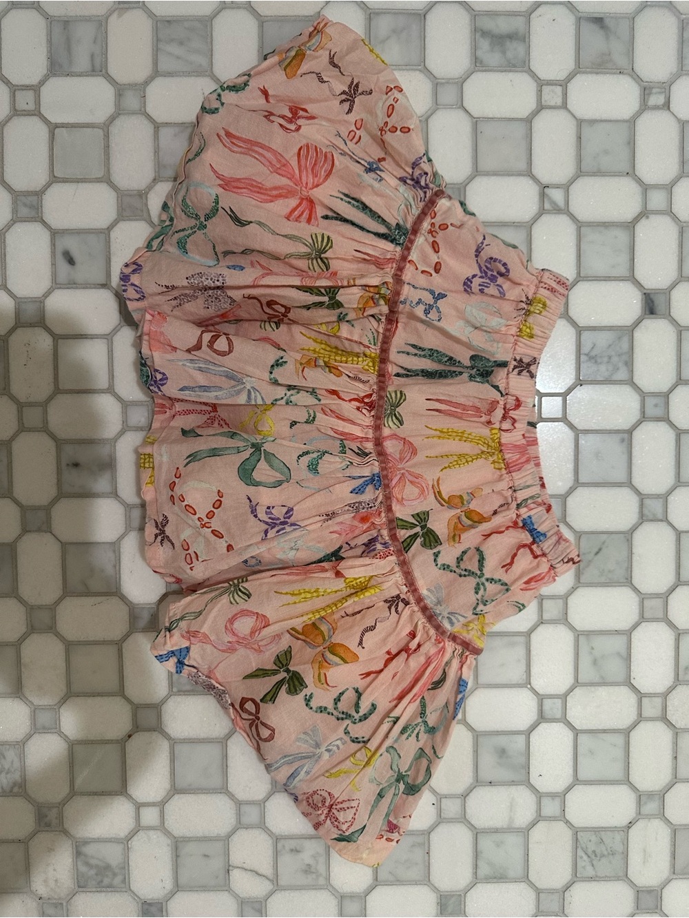 Pink Chicken Light Pink Floral Ribbon-Print Skirt